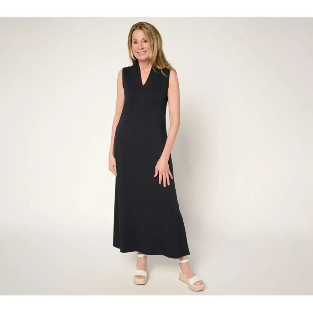 "As Is" Brandis Dress Out Loud Reg Acquitted Knit Maxi Tank Black, PXL #45'